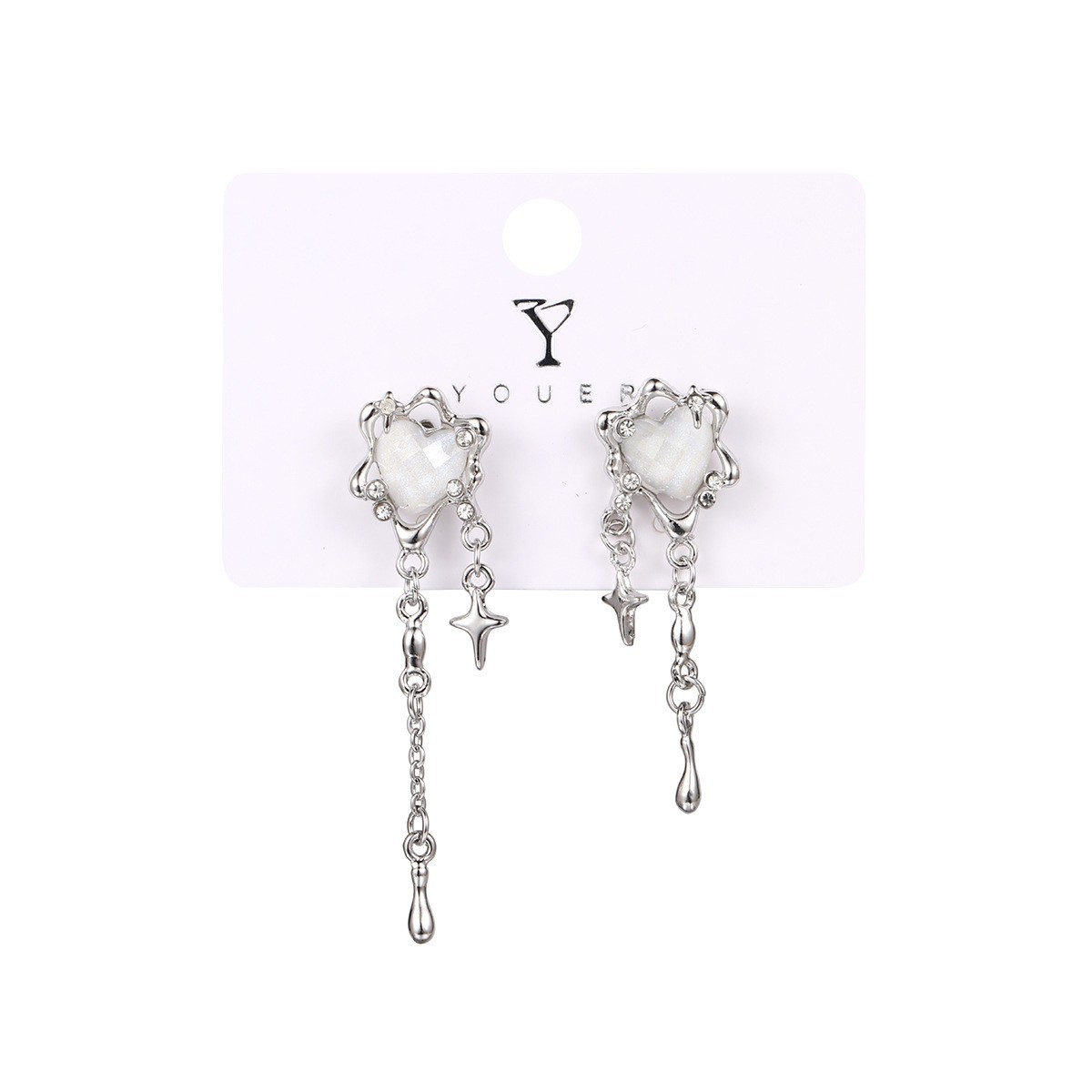1 Pair Simple Style Classic Style Heart Shape Inlay Alloy Zircon Drop Earrings display picture 2