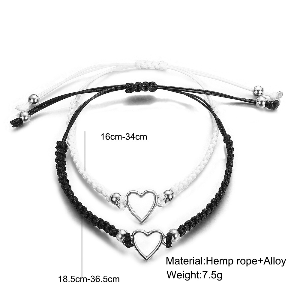 Simple Style Commute Heart Shape Alloy Rope Braid Women's Bracelets display picture 3