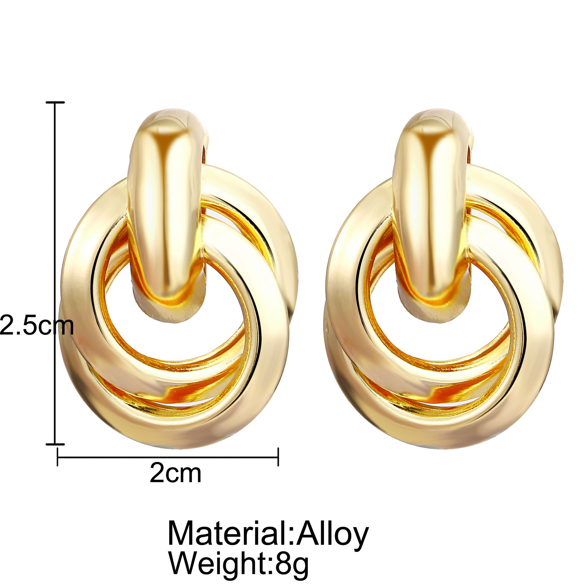 1 Pair Simple Style Classic Style Solid Color Plating Alloy Gold Plated Ear Studs display picture 1