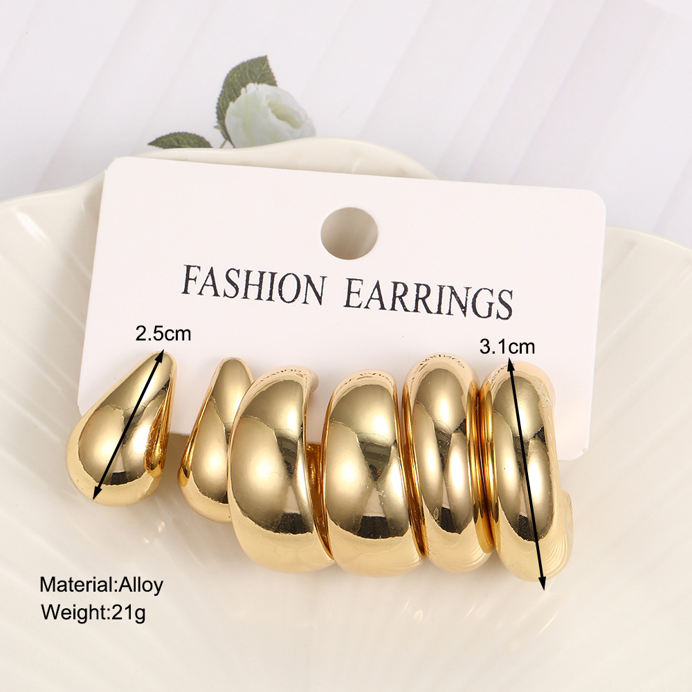 Wholesale Jewelry Retro Solid Color Metal Gold Plated Plating Earrings display picture 1