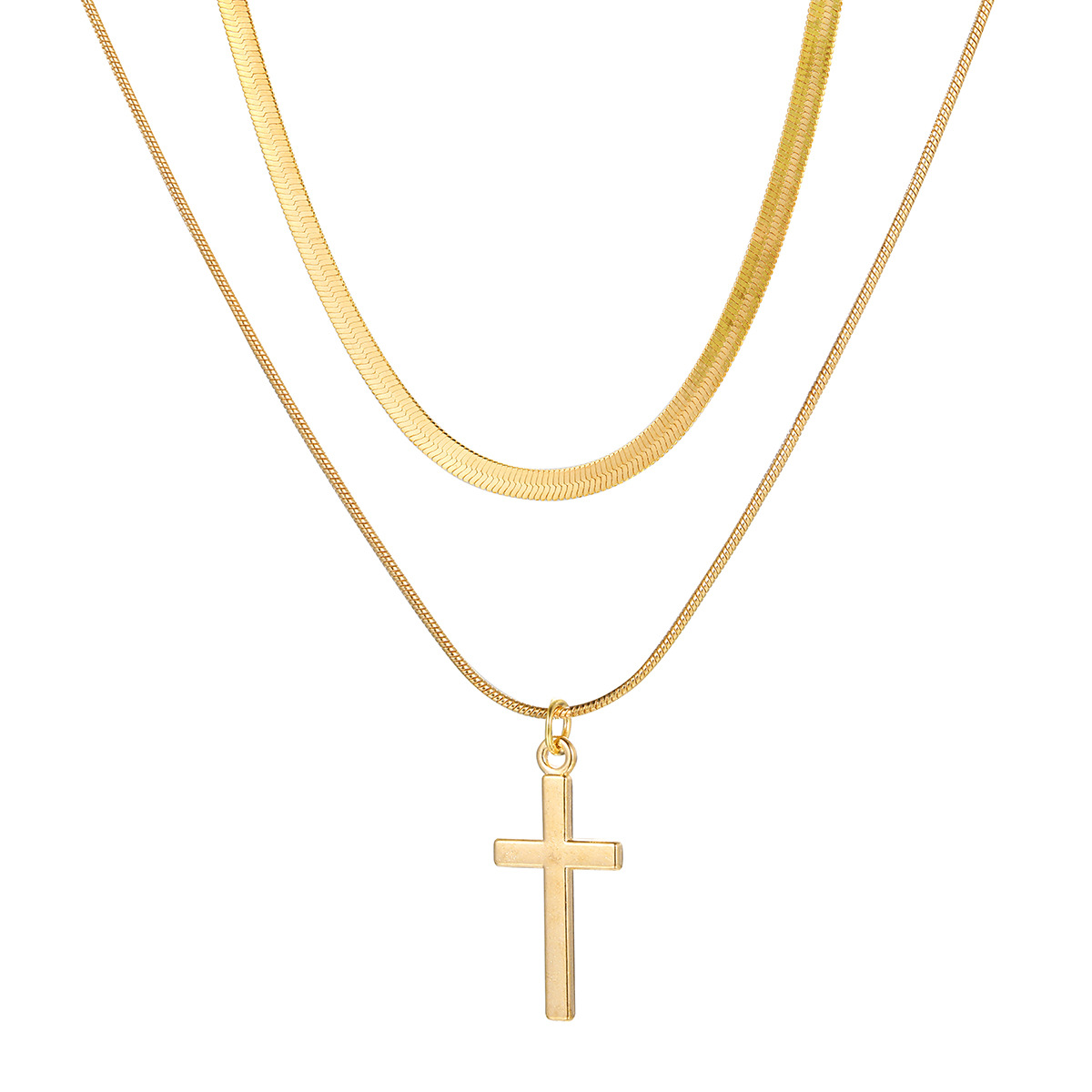 Simple Style Classic Style Cross Alloy Plating Gold Plated Women's Layered Necklaces display picture 2