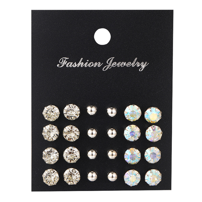 Wholesale Jewelry Simple Style Classic Style Solid Color Alloy Rhinestones Inlay Ear Studs display picture 1