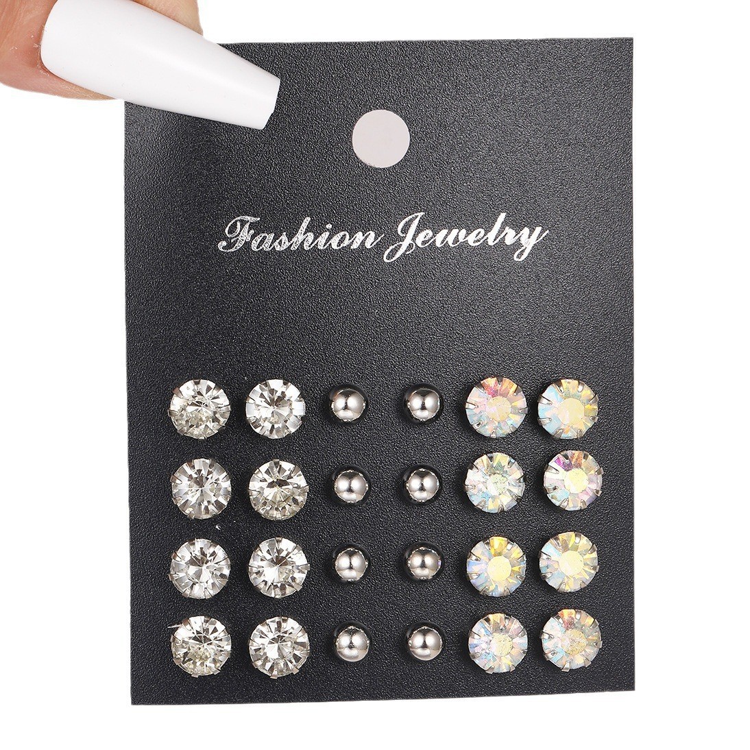 Wholesale Jewelry Simple Style Classic Style Solid Color Alloy Rhinestones Inlay Ear Studs display picture 3