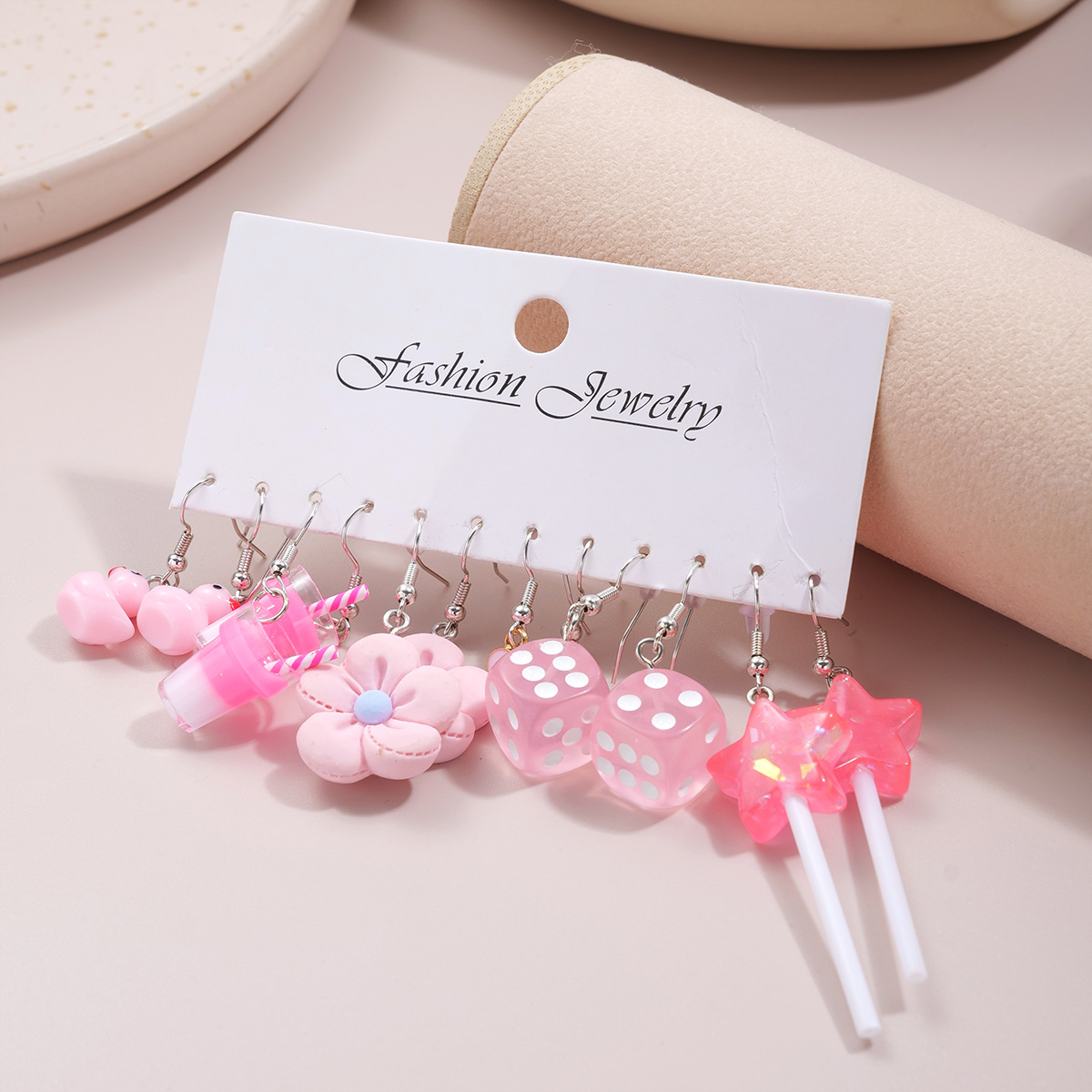 Wholesale Jewelry Simple Style Classic Style Star Heart Shape Flower Arylic Patchwork Earrings display picture 2