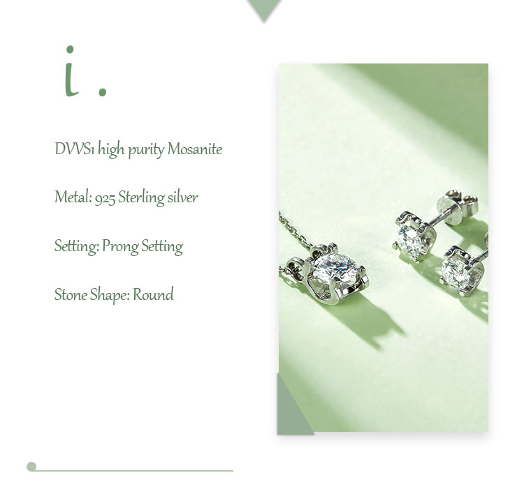 Simple Style Shiny Square Sterling Silver Gra Plating Inlay Moissanite Earrings Necklace display picture 1
