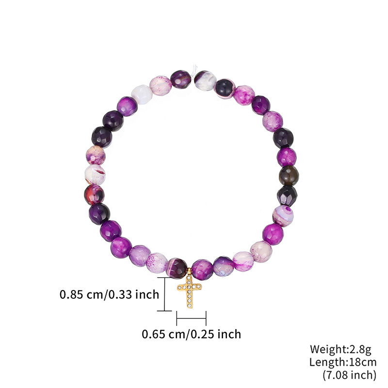 Casual Simple Style Classic Style Cross Stainless Steel Beaded Titanium Steel Plating Inlay Zircon Gold Plated Women's Bracelets display picture 2