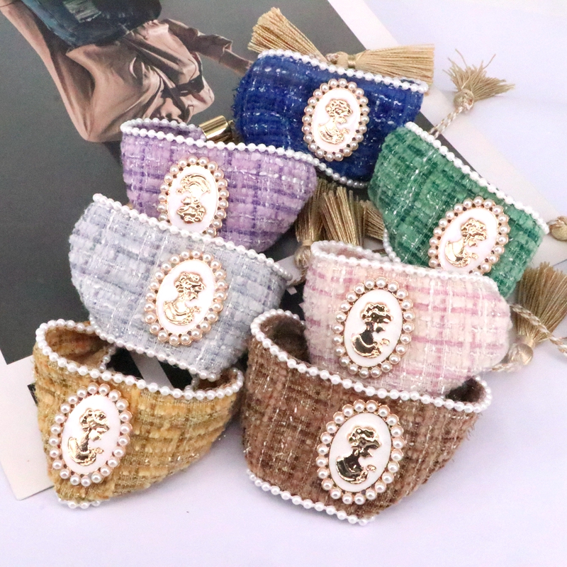 Elegant Vintage Style Human Color Block Rope Tassel Plating Inlay Pearl 18k Gold Plated Women's Bracelets display picture 3
