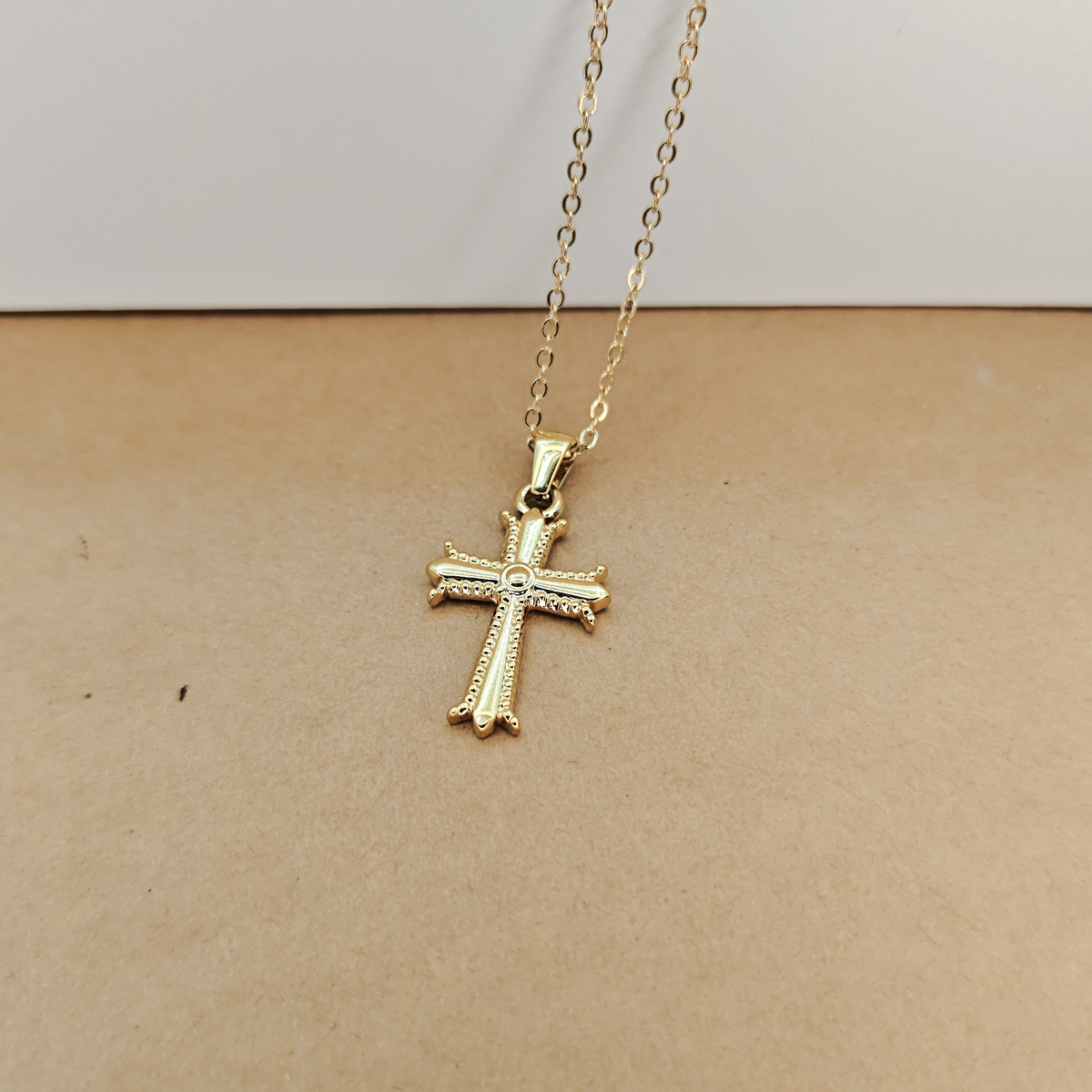 Classic Style Cross Stainless Steel Inlay Rhinestones Pendant Necklace display picture 8