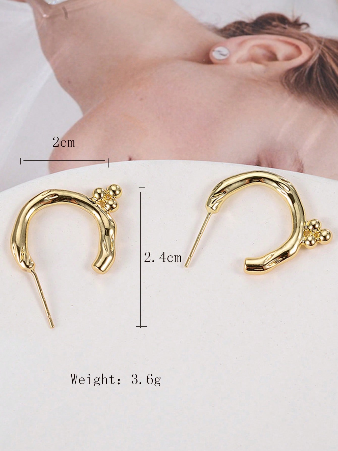 1 Paire Élégant Style Simple Forme C Géométrique Placage Incruster Alliage Perles Artificielles Boucles D'oreilles display picture 1