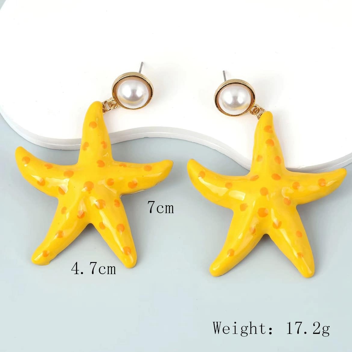 1 Pair Marine Style Beach Starfish Goldfish Enamel Plating Inlay Alloy Rhinestones Drop Earrings display picture 4