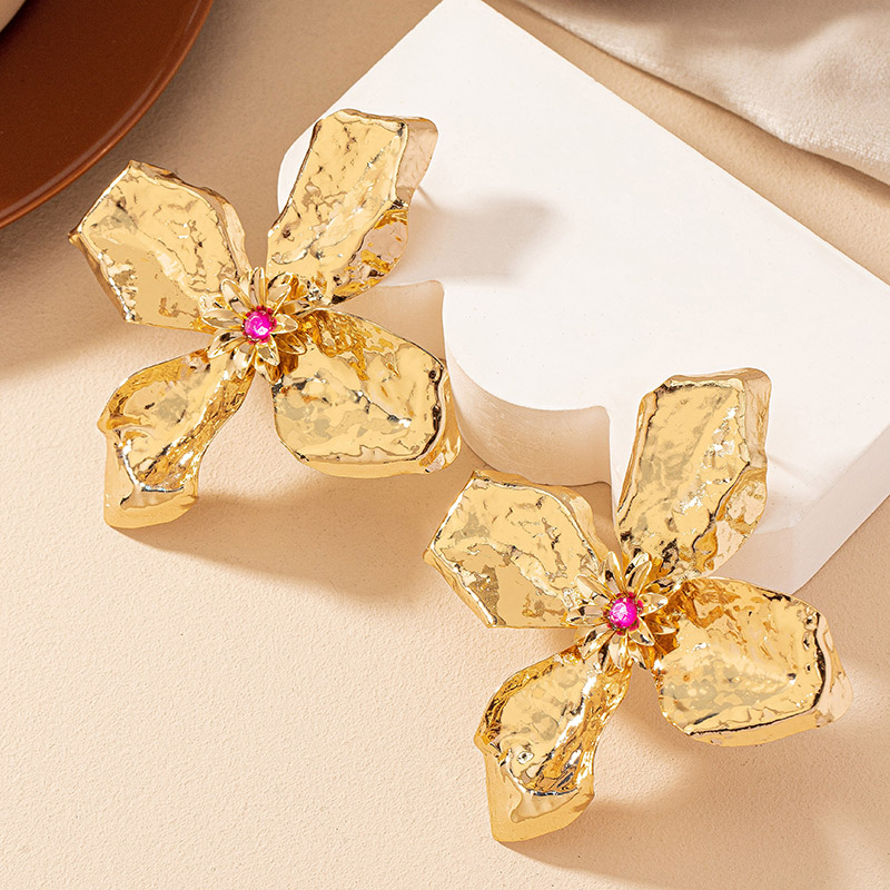 1 Pair Retro Exaggerated Flower Plating Alloy Gold Plated Ear Studs display picture 2