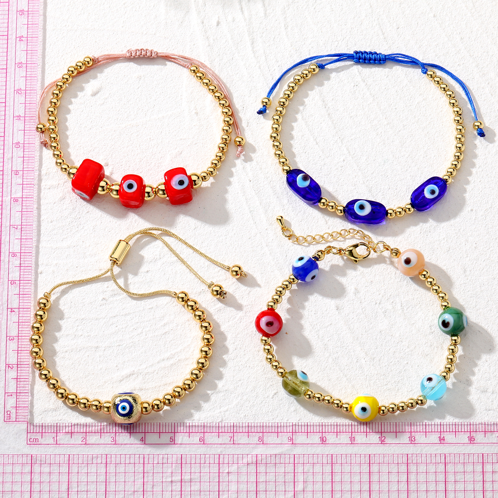 Retro Ethnic Style Devil's Eye Alloy Resin Beaded Plating Women's Bracelets display picture 8