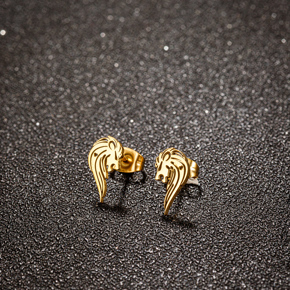 1 Pair Simple Style Lion Polishing Plating Stainless Steel 18k Gold Plated Ear Studs display picture 8