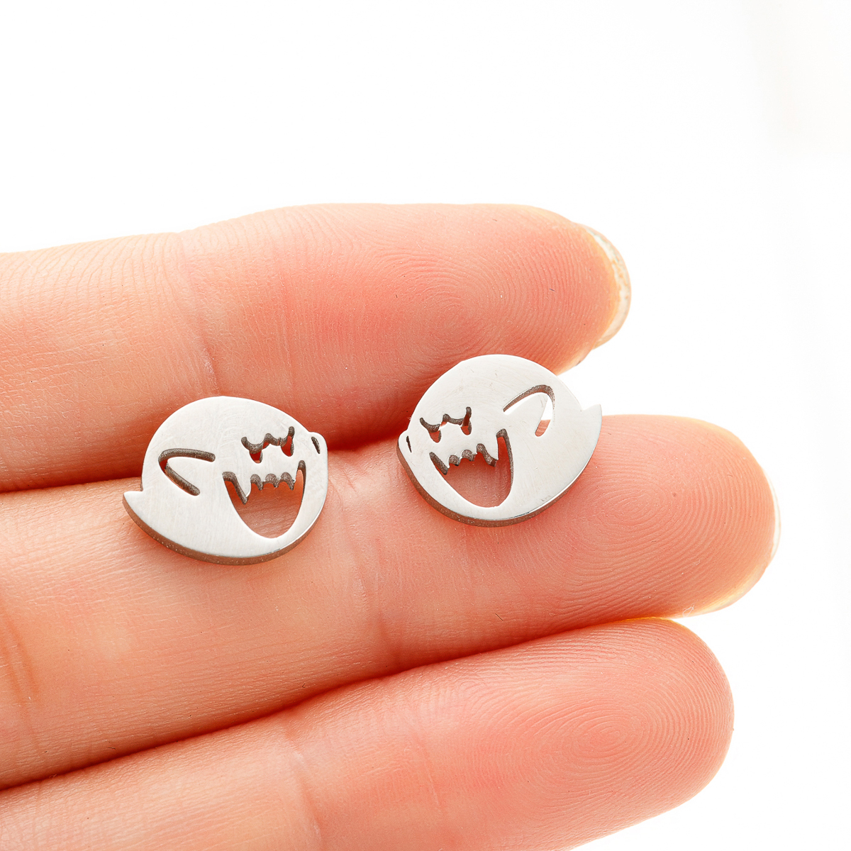 1 Pair Funny Little Monster Polishing Plating Stainless Steel 18k Gold Plated Ear Studs display picture 1