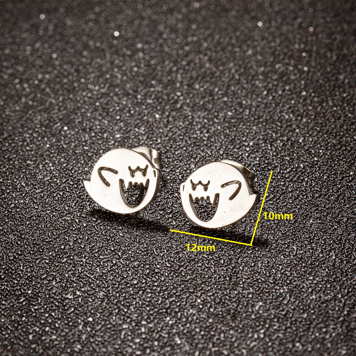 1 Pair Funny Little Monster Polishing Plating Stainless Steel 18k Gold Plated Ear Studs display picture 3