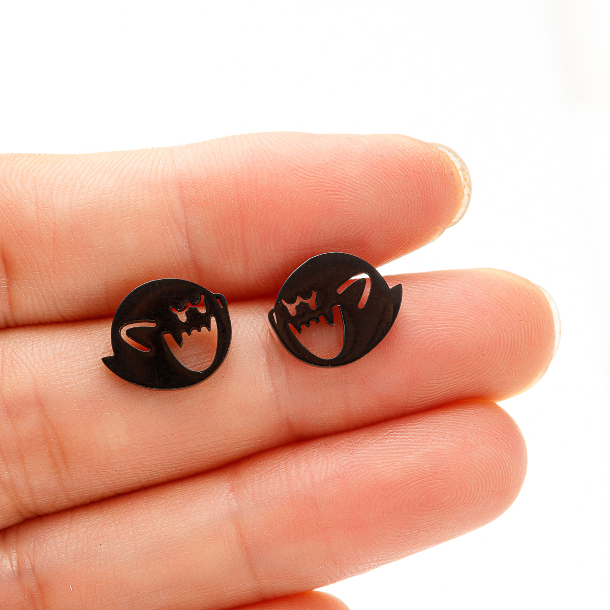 1 Pair Funny Little Monster Polishing Plating Stainless Steel 18k Gold Plated Ear Studs display picture 5