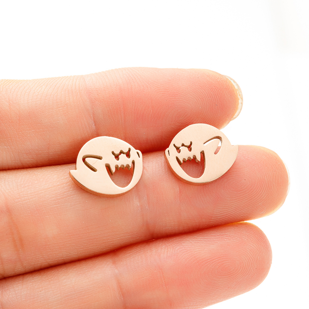 1 Pair Funny Little Monster Polishing Plating Stainless Steel 18k Gold Plated Ear Studs display picture 6