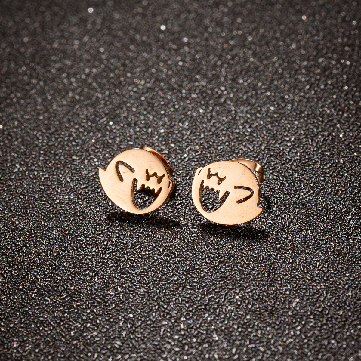 1 Pair Funny Little Monster Polishing Plating Stainless Steel 18k Gold Plated Ear Studs display picture 7