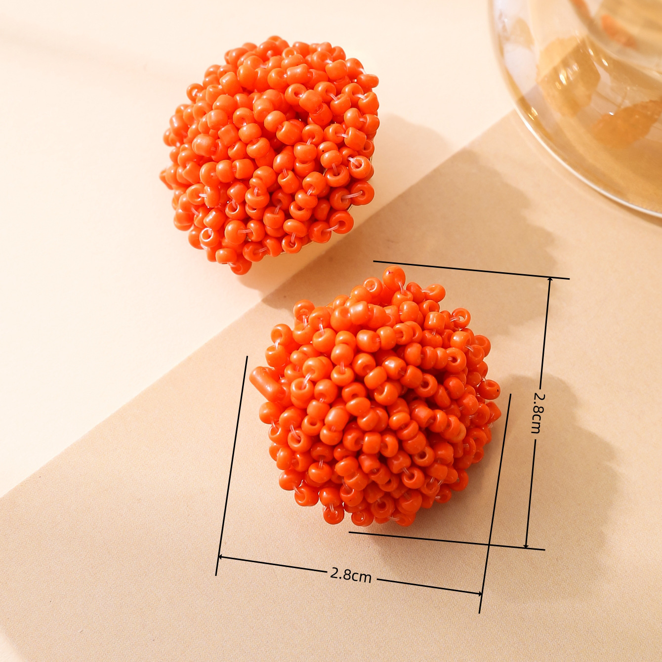 1 Pair Sweet Solid Color Beaded Seed Bead Ear Studs display picture 1