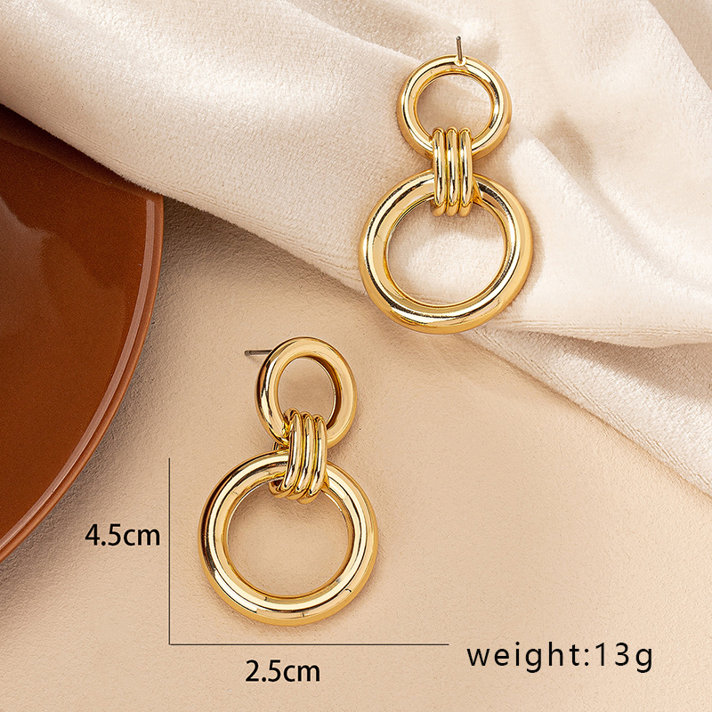 1 Pair Retro Simple Style Solid Color Plating Alloy Gold Plated Ear Studs display picture 6