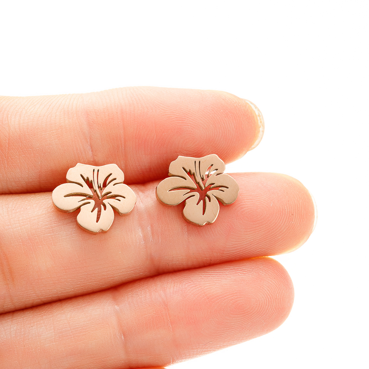 1 Paire Style Simple Fleur Placage Acier Inoxydable Plaqué Or 18k Boucles D'oreilles display picture 7