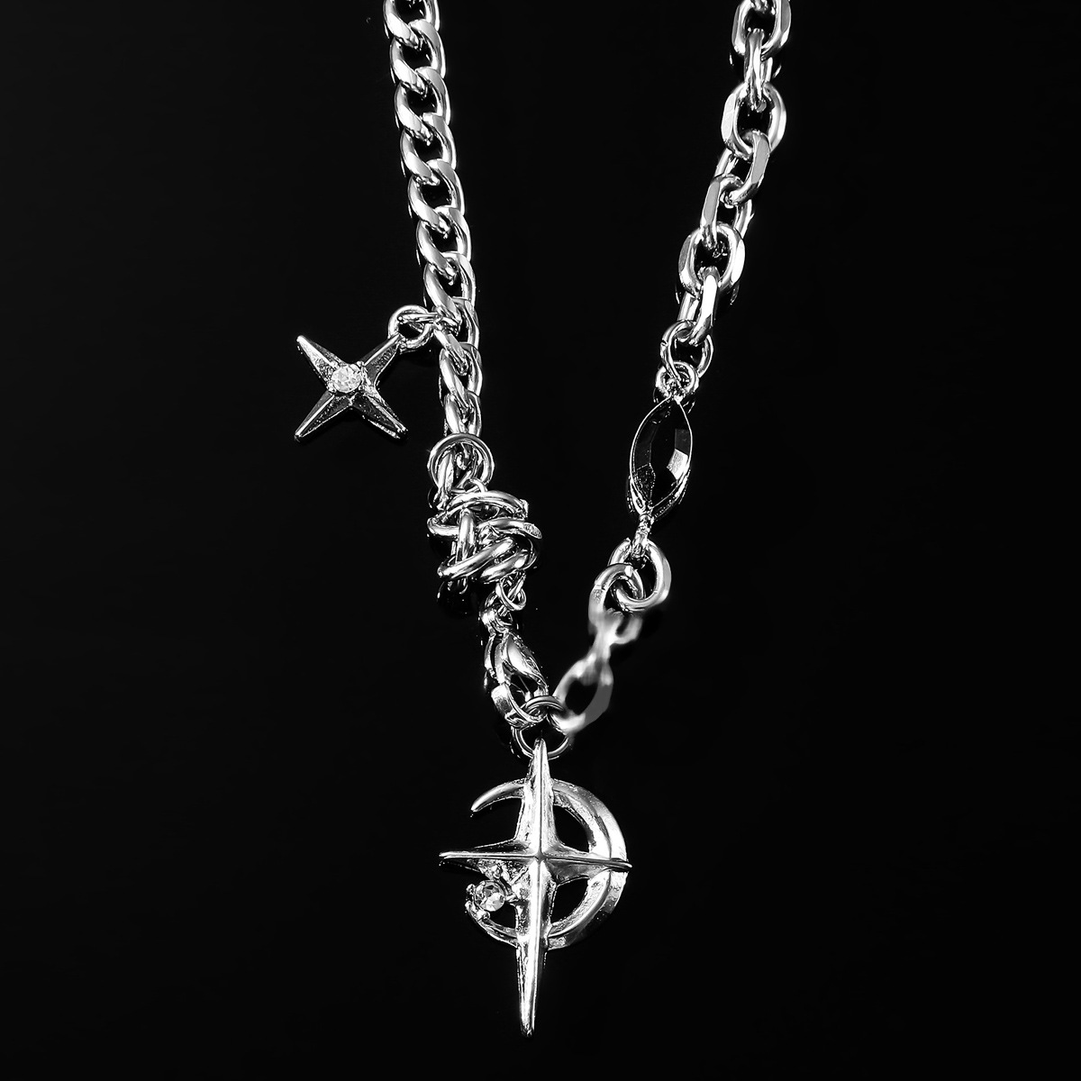 Hip-hop Star Moon Titanium Steel Plating Men's Necklace display picture 2