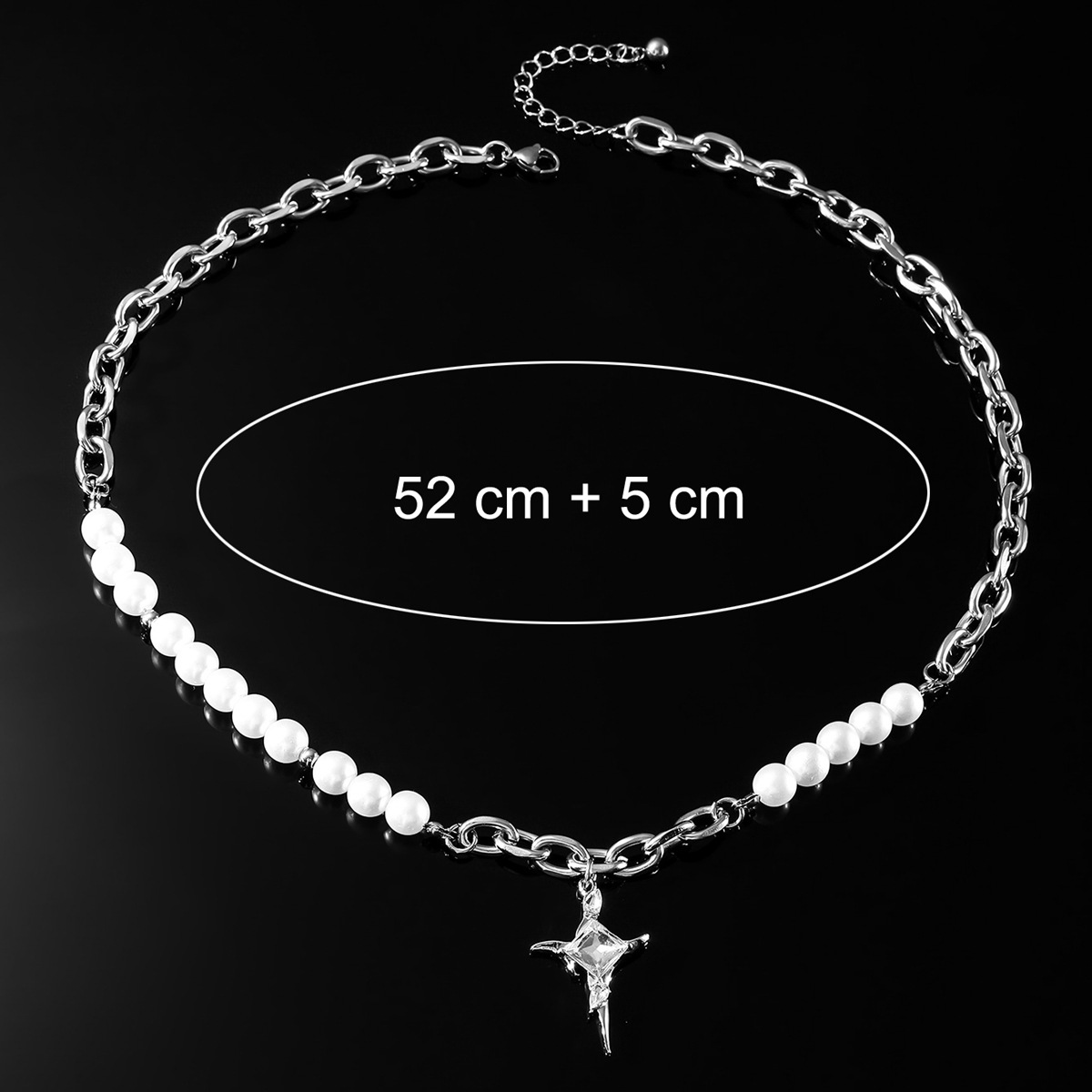 Hip Hop Geometrisch Künstliche Perle Titan Stahl Überzug Inlay Strasssteine Männer Halskette display picture 1