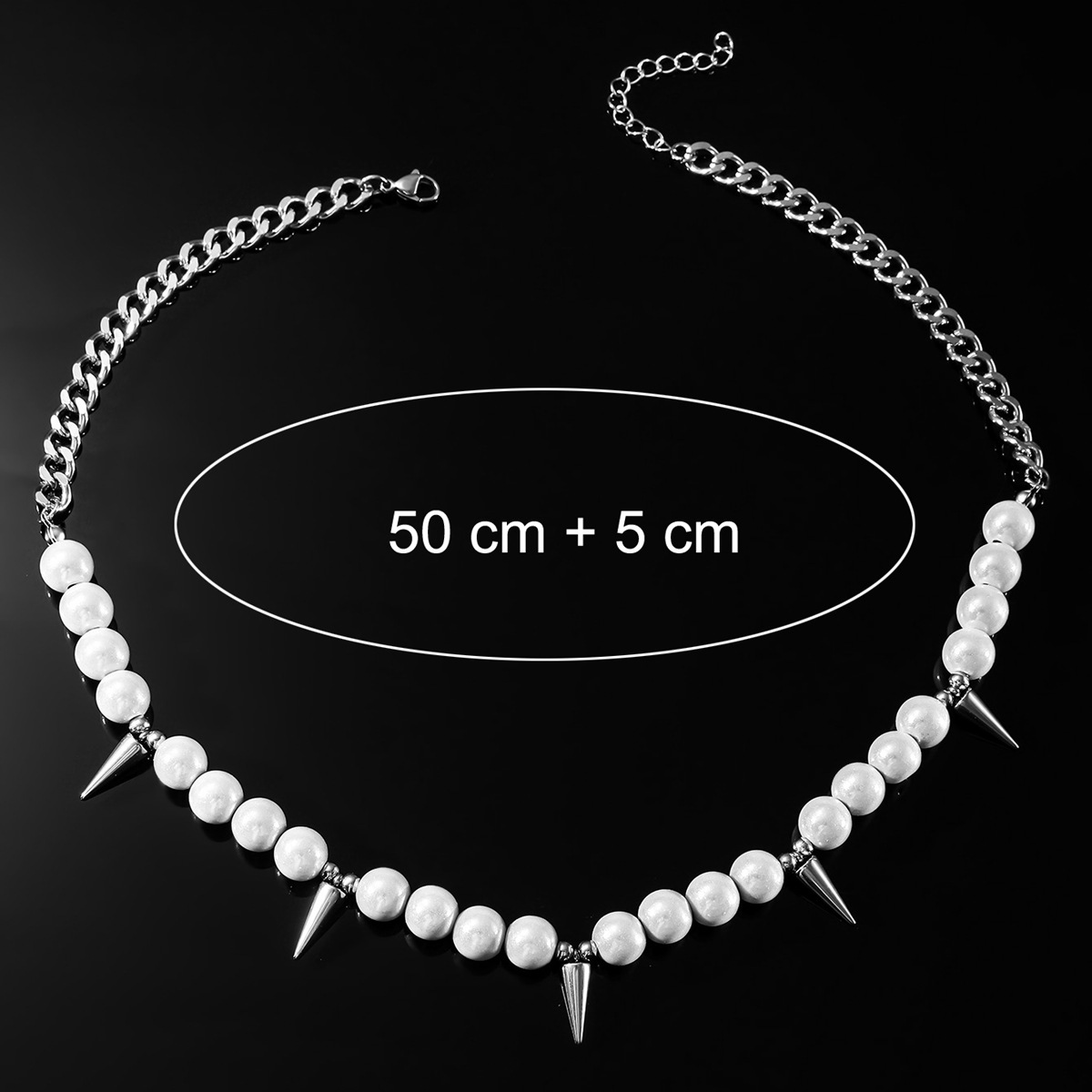 Hip-hop Geometric Artificial Pearl Titanium Steel Beaded Rivet Men's Necklace display picture 1