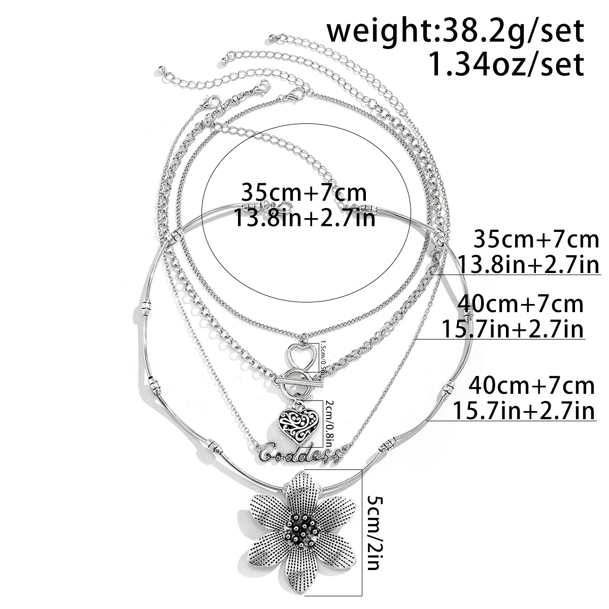 Wholesale Jewelry Gothic Vintage Style Punk Letter Heart Shape Flower Alloy Iron Copper Layered Necklace display picture 1