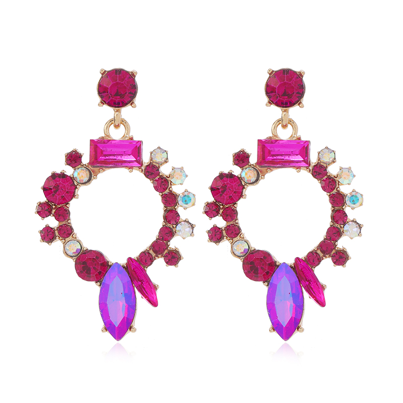 1 Pair Glam Luxurious Geometric Plating Inlay Alloy Rhinestones Gold Plated Drop Earrings display picture 3