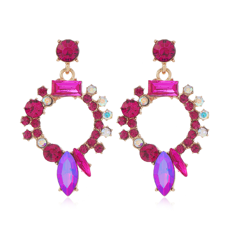 1 Paire Glamour Luxueux Géométrique Placage Incruster Alliage Strass Plaqué Or Boucles D'oreilles display picture 3