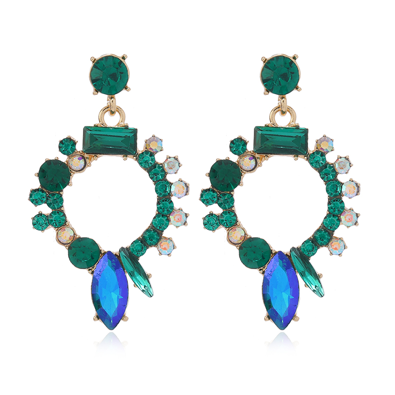 1 Pair Glam Luxurious Geometric Plating Inlay Alloy Rhinestones Gold Plated Drop Earrings display picture 1