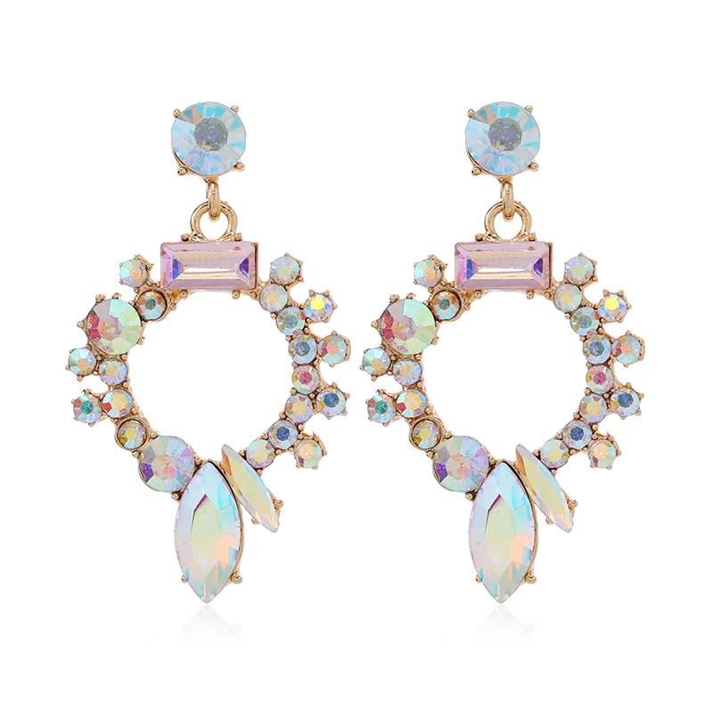 1 Pair Glam Luxurious Geometric Plating Inlay Alloy Rhinestones Gold Plated Drop Earrings display picture 2