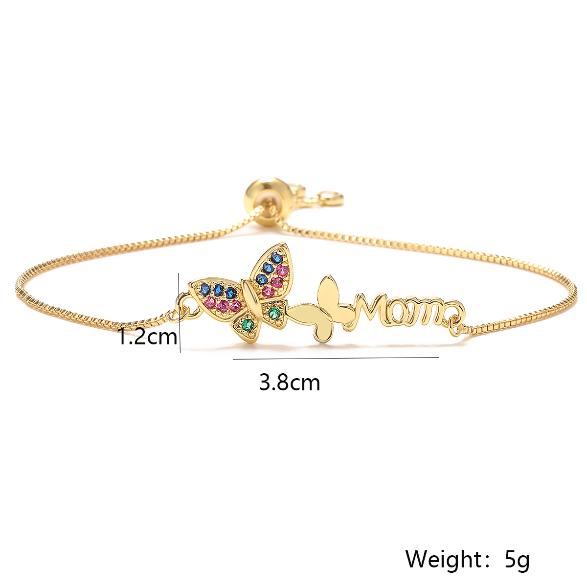 Simple Style Letter Butterfly Copper Plating Inlay Zircon 18k Gold Plated Bracelets display picture 1