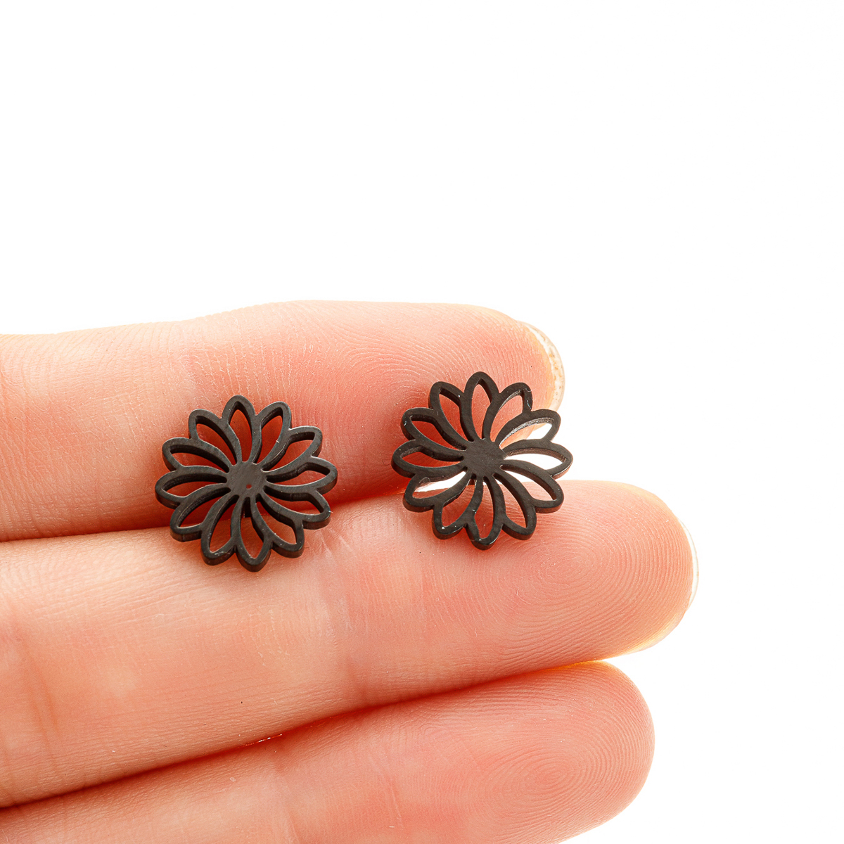 1 Pair Simple Style Flower Polishing Plating Stainless Steel 18k Gold Plated Ear Studs display picture 3