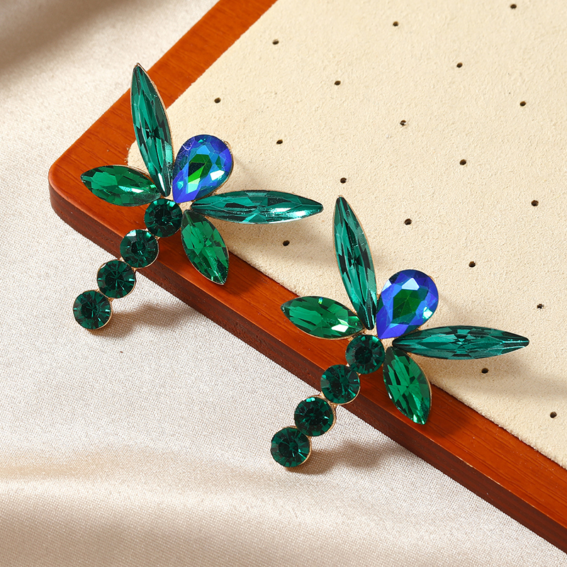 1 Pair Glam Shiny Dragonfly Plating Inlay Alloy Rhinestones Gold Plated Ear Studs display picture 7
