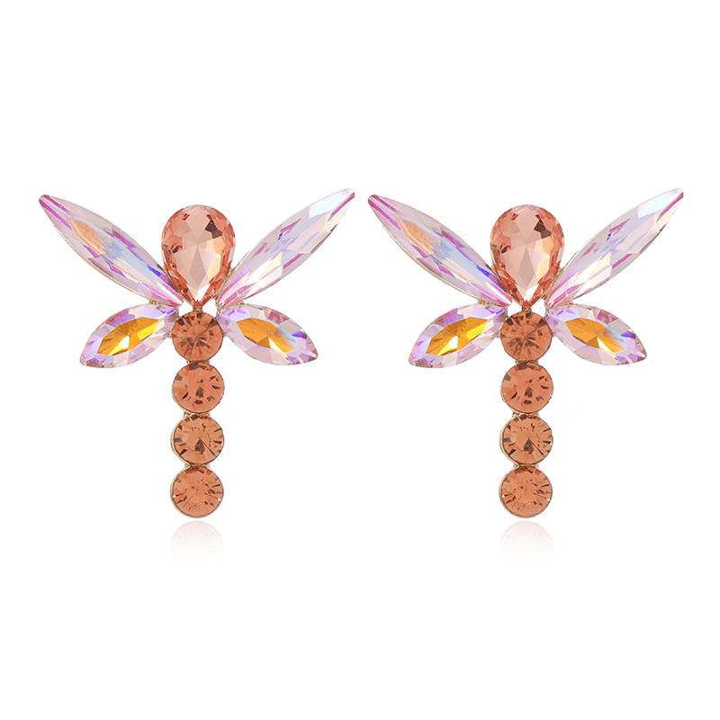 1 Pair Glam Shiny Dragonfly Plating Inlay Alloy Rhinestones Gold Plated Ear Studs display picture 1