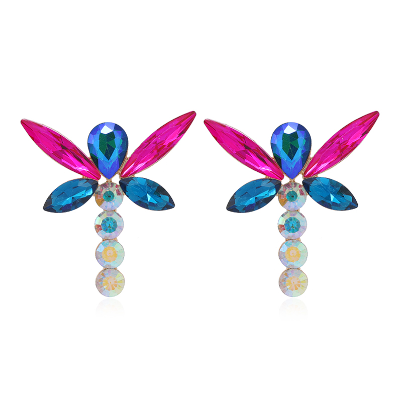 1 Pair Glam Shiny Dragonfly Plating Inlay Alloy Rhinestones Gold Plated Ear Studs display picture 2