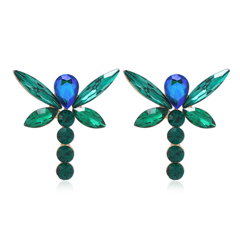 1 Pair Glam Shiny Dragonfly Plating Inlay Alloy Rhinestones Gold Plated Ear Studs display picture 3