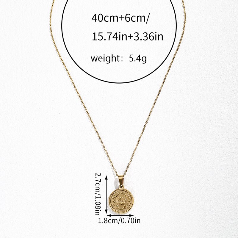Retro Geometric Round Stainless Steel Indentation Plating Carving Pendant Necklace display picture 18