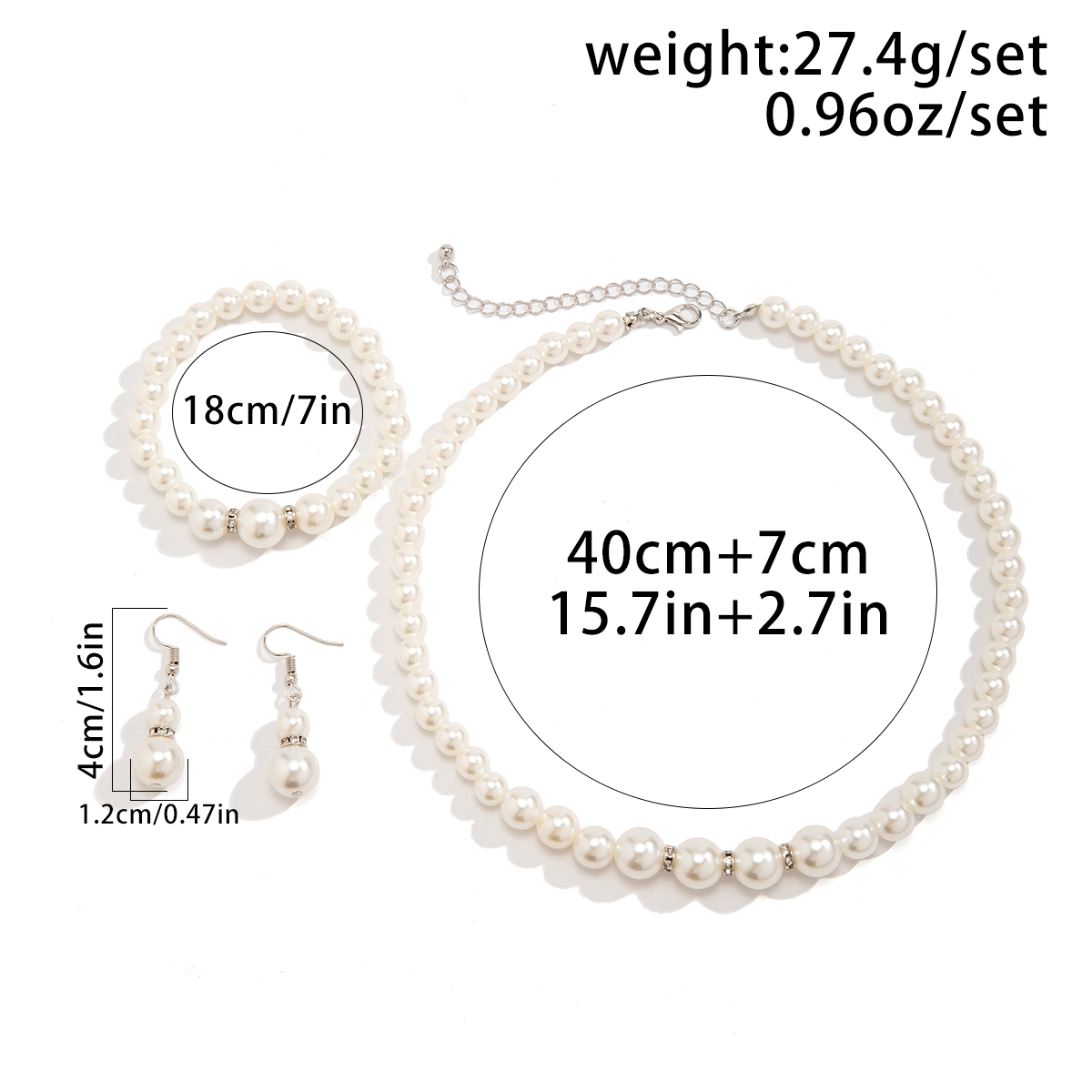 Elegant Geometric Artificial Pearl Alloy Beaded Inlay Rhinestones Women's Bracelets Earrings Necklace display picture 1