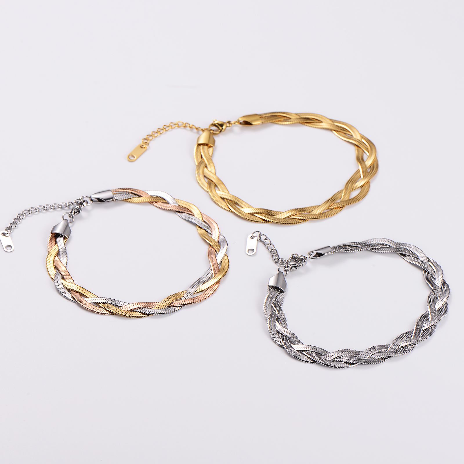 304 Stainless Steel Streetwear Plating Solid Color Bracelets Necklace display picture 7