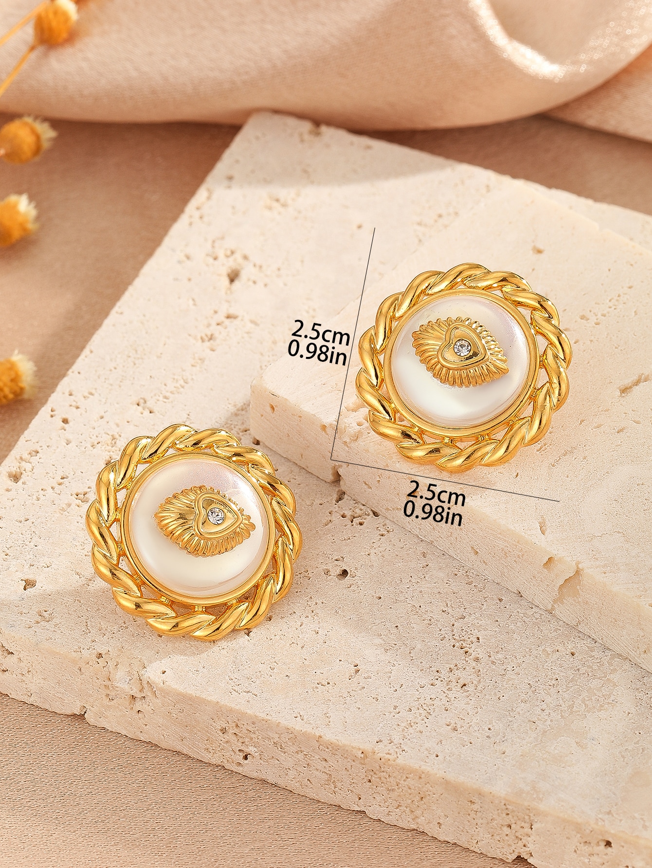 1 Pair Elegant Glam Geometric Plating Inlay Copper Freshwater Pearl 18k Gold Plated Ear Studs display picture 5