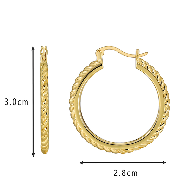 1 Pair Novelty Commute Shiny Solid Color Side Stripe Plating Pleated Copper 18k Gold Plated Hoop Earrings display picture 12
