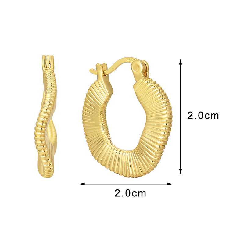 1 Pair Novelty Commute Shiny Solid Color Side Stripe Plating Pleated Copper 18k Gold Plated Hoop Earrings display picture 17