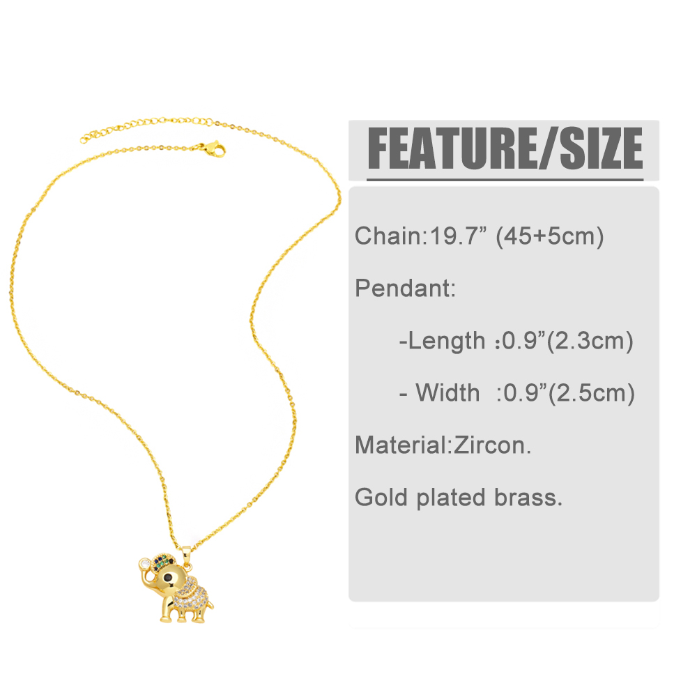 Cute Simple Style Elephant Copper Plating Inlay Zircon 18k Gold Plated Pendant Necklace display picture 1
