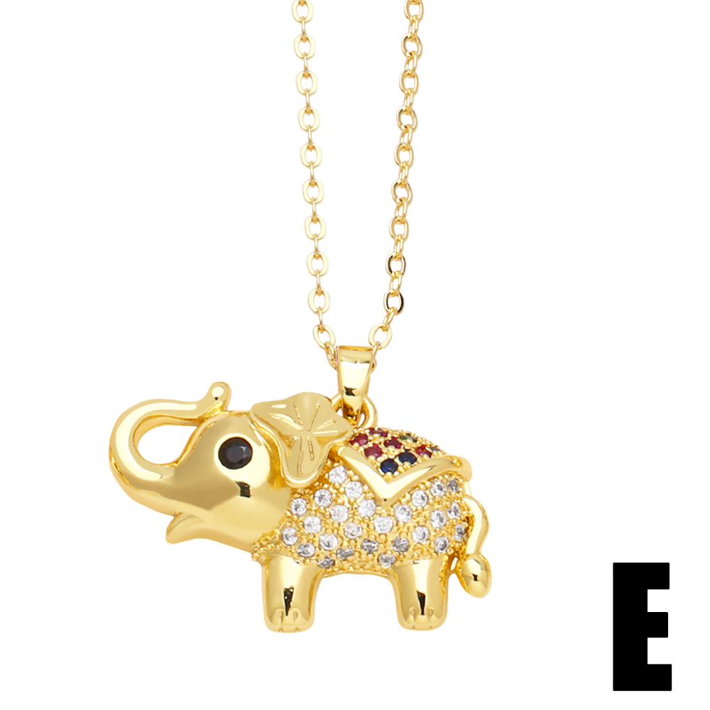 Cute Simple Style Elephant Copper Plating Inlay Zircon 18k Gold Plated Pendant Necklace display picture 6