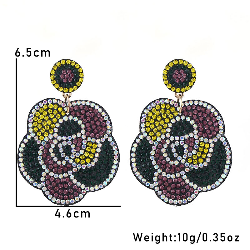 1 Paire Dessin Original Brillant Géométrique Incruster Chiffon Strass Boucles D'oreilles display picture 9