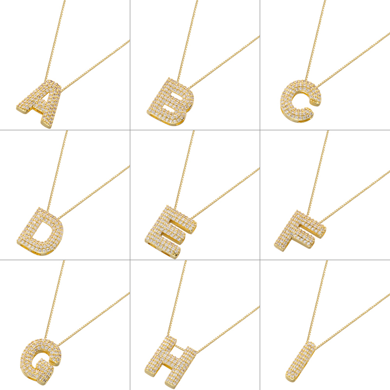 Hip-hop Exaggerated Punk Letter Copper Plating Inlay Zircon 18k Gold Plated Pendant Necklace display picture 1