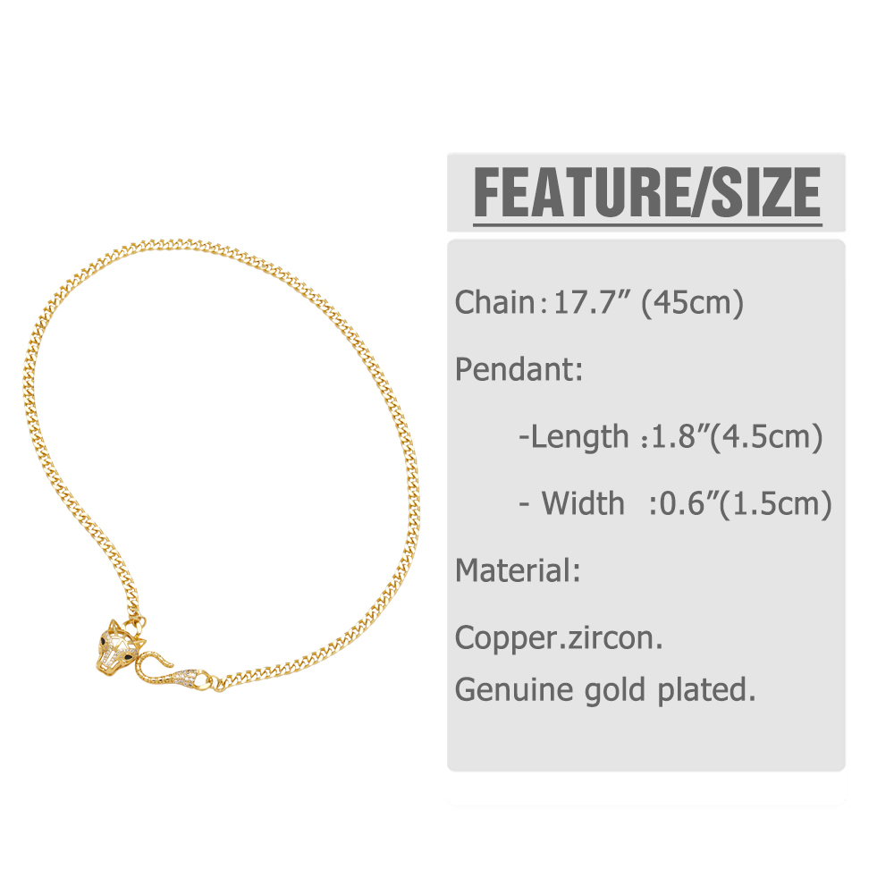 Ig Style Simple Style Leopard Head Copper Plating Inlay Zircon 18k Gold Plated Bracelets Necklace display picture 1